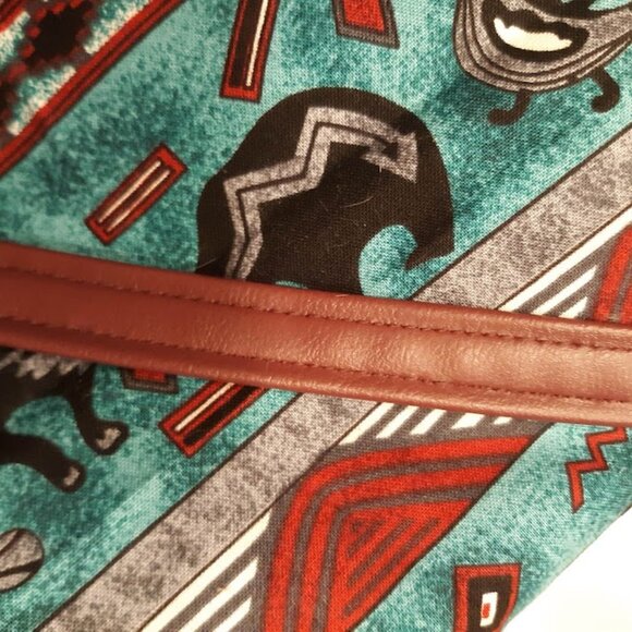 New Southwestern Buffalo Native Cowgirl Purse Teal Burgundy Mini Shoulder Bag - Picture 8 of 10